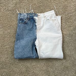 PacSun Eco White Two-Tone High Waisted Straight Leg Jeans